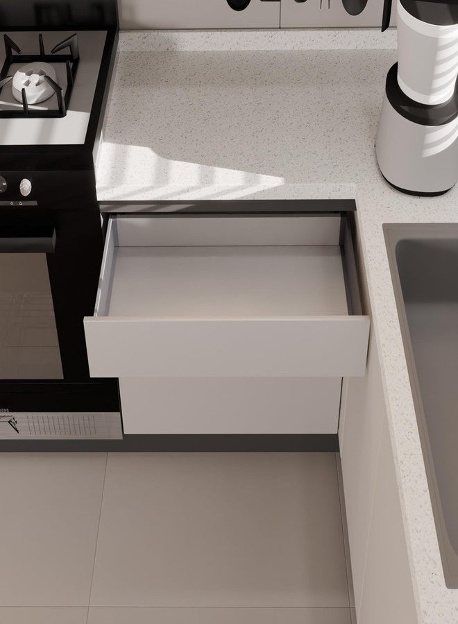 LAPO صندوق أدراج مزدوج من لابو للمطبخ، صندوق أدراج مزدوج بإغلاق ناعم للمطابخ المعيارية، سلة مزدوجة - سعة التحميل 45 كجم (550 مم / 22 بوصة - الارتفاع - 4 بوصات) (رمادي) - Image 2